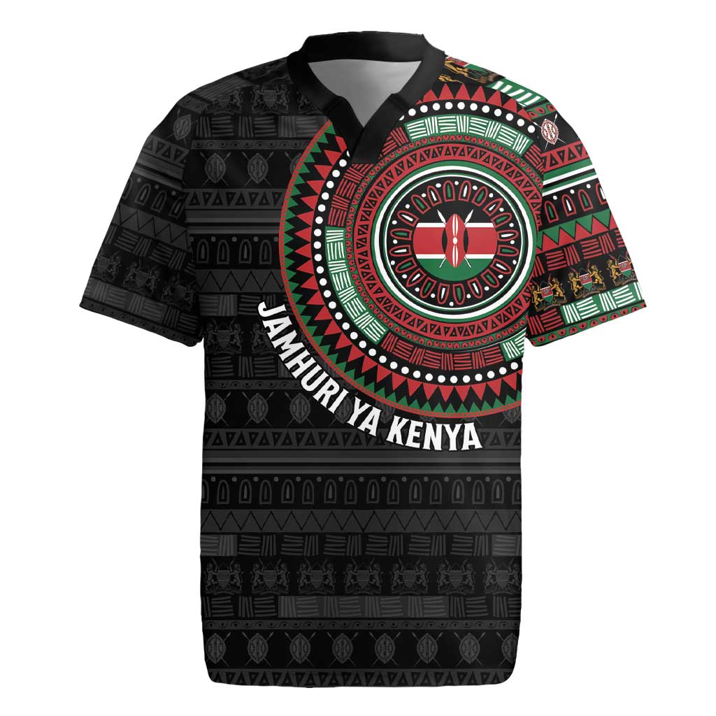 Personalised Kenya African Tribal Pattern Rugby Jersey Chest Arm Tattoo