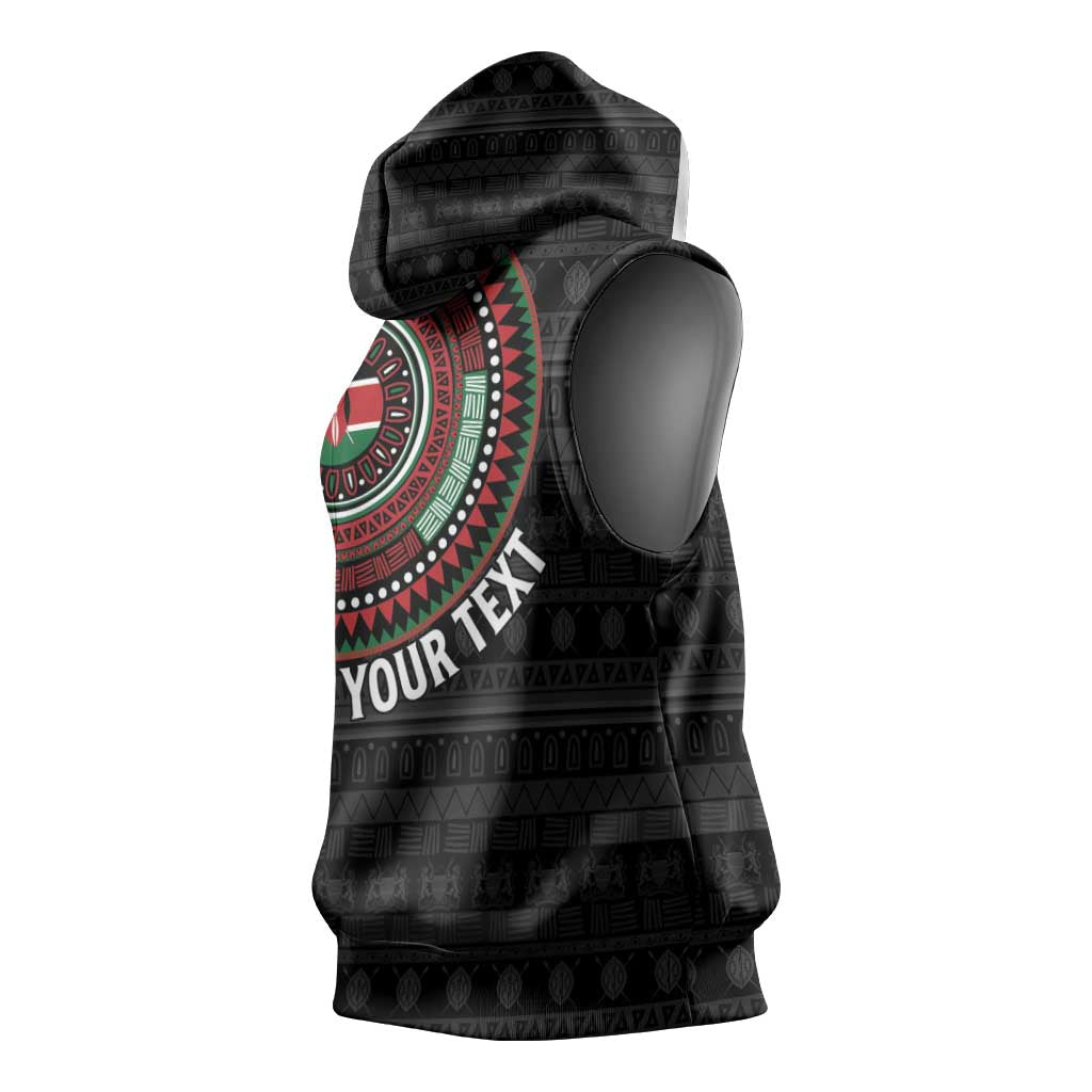 Personalised Kenya African Tribal Pattern Sleeveless Hoodie Chest Arm Tattoo - African Pride