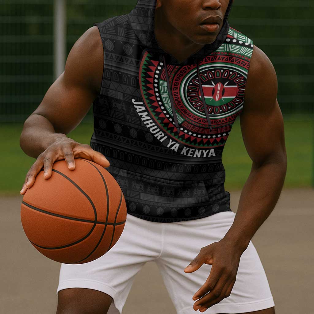 Personalised Kenya African Tribal Pattern Sleeveless Hoodie Chest Arm Tattoo - African Pride