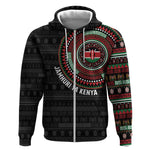 Personalised Kenya African Tribal Pattern Zip Hoodie Chest Arm Tattoo