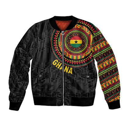 Personalised Ghana African Tribal Mix Kente Patterns Bomber Jacket Chest Arm Tattoo