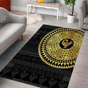 African Adinkra Area Rug Sankofa Bird - Gold Version - Chest Arm Tattoo