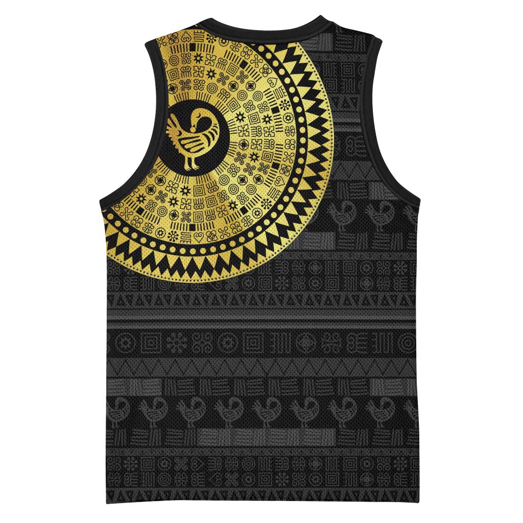 African Adinkra Basketball Jersey Sankofa Bird - Gold Version - Chest Arm Tattoo LT15