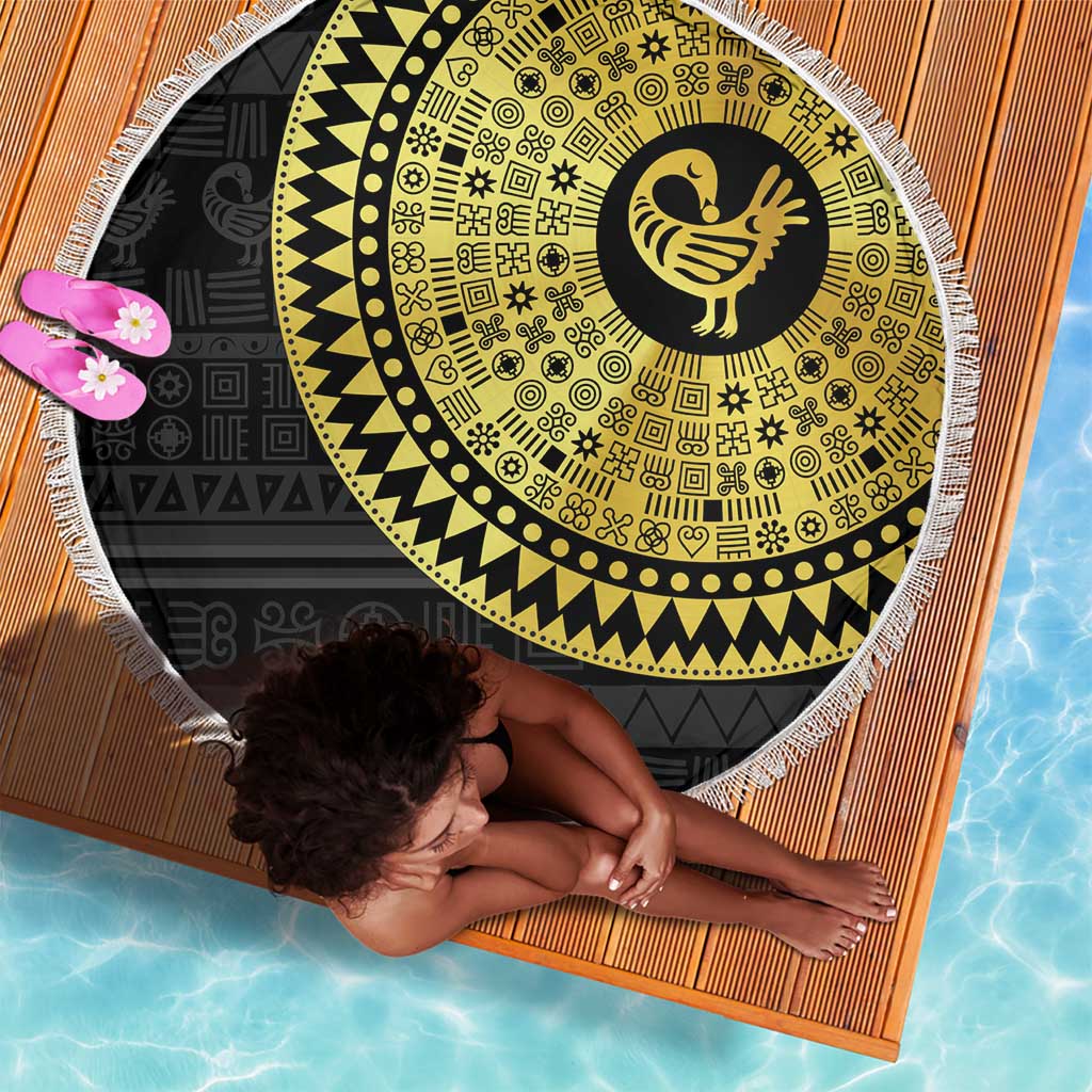 African Adinkra Beach Blanket Sankofa Bird - Gold Version - Chest Arm Tattoo