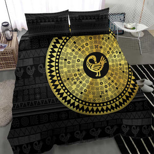 African Adinkra Bedding Set Sankofa Bird - Gold Version - Chest Arm Tattoo