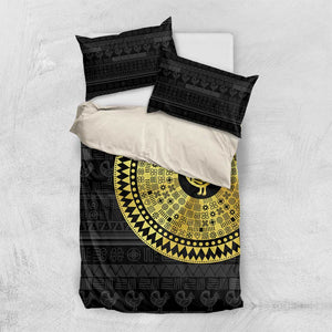 African Adinkra Bedding Set Sankofa Bird - Gold Version - Chest Arm Tattoo