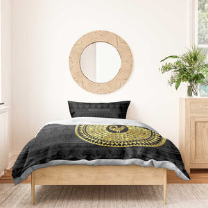 African Adinkra Bedding Set Sankofa Bird - Gold Version - Chest Arm Tattoo