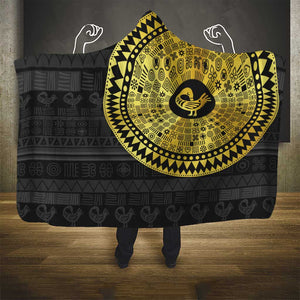 African Adinkra Hooded Blanket Sankofa Bird - Gold Version - Chest Arm Tattoo