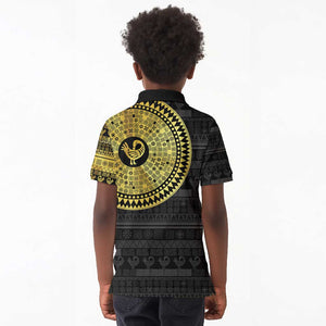 African Adinkra Kid Polo Shirt Sankofa Bird - Gold Version - Chest Arm Tattoo