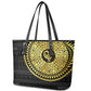 African Adinkra Leather Tote Bag Sankofa Bird - Gold Version - Chest Arm Tattoo
