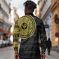 African Adinkra Long Sleeve Button Shirt Sankofa Bird - Gold Version - Chest Arm Tattoo