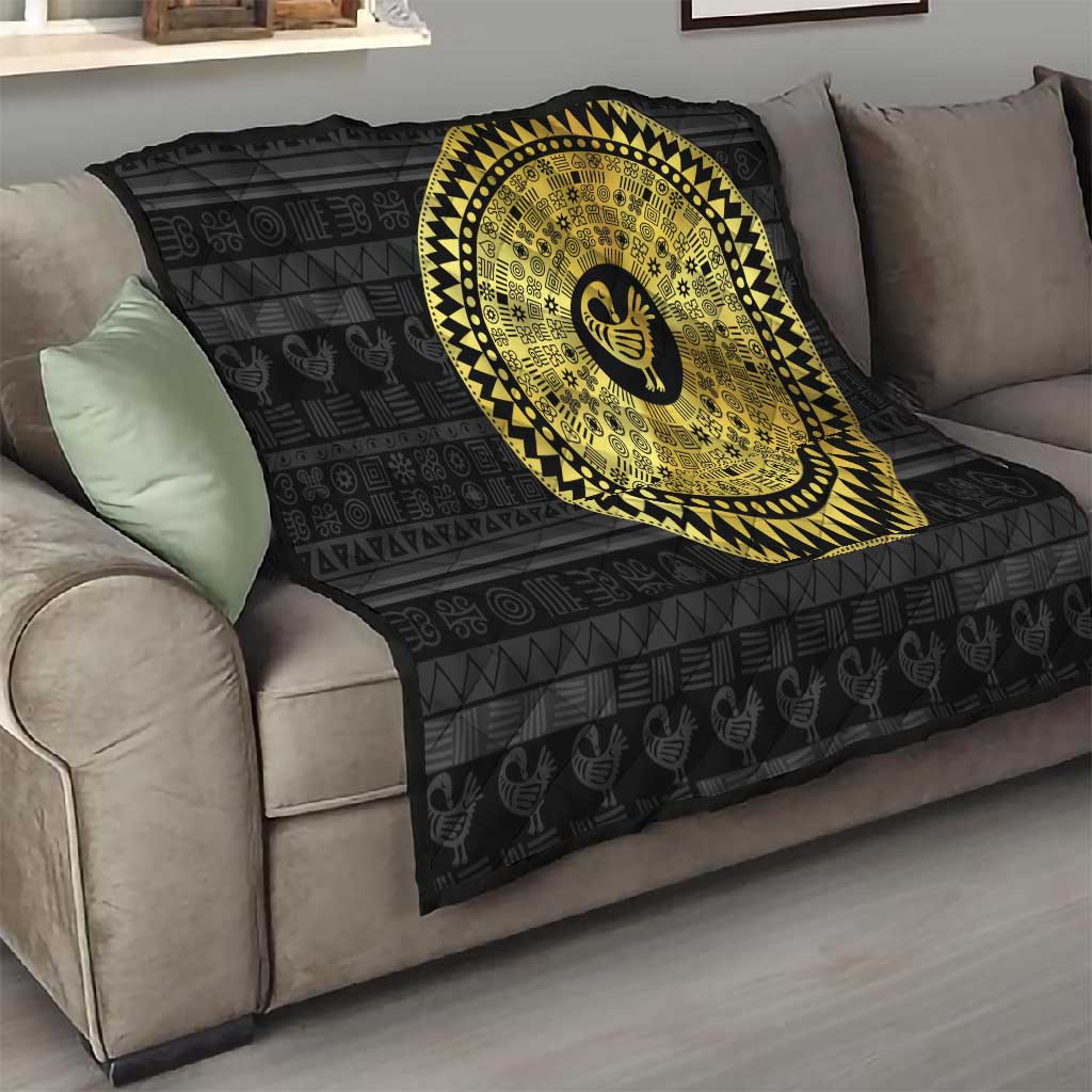 African Adinkra Quilt Sankofa Bird - Gold Version - Chest Arm Tattoo