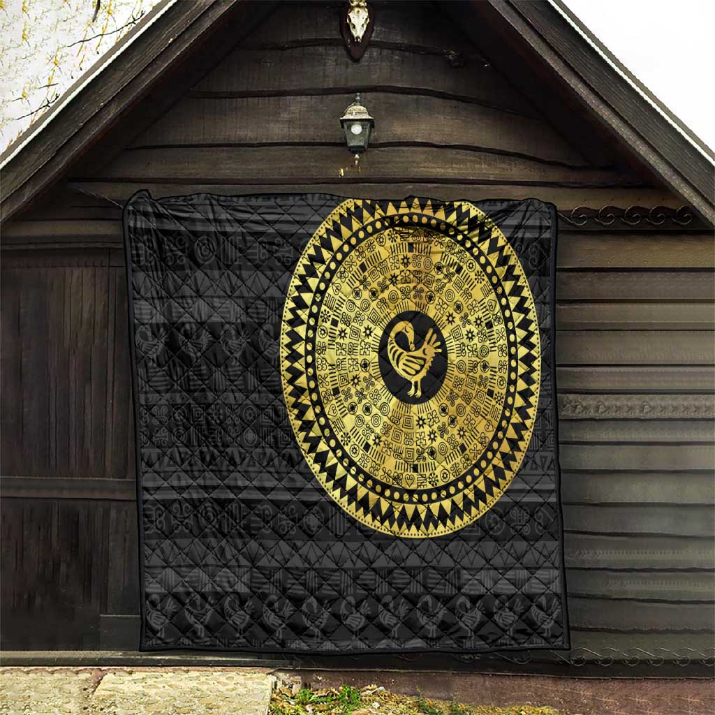 African Adinkra Quilt Sankofa Bird - Gold Version - Chest Arm Tattoo