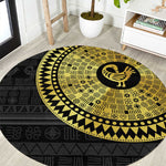 African Adinkra Round Carpet Sankofa Bird - Gold Version - Chest Arm Tattoo