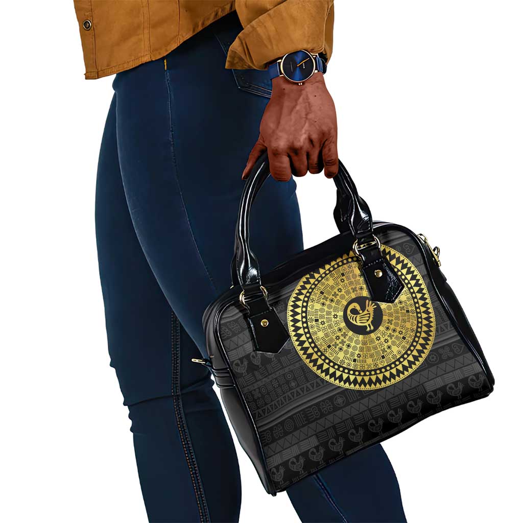 African Adinkra Shoulder Handbag Sankofa Bird - Gold Version - Chest Arm Tattoo