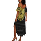 African Adinkra Summer Maxi Dress Sankofa Bird - Gold Version - Chest Arm Tattoo
