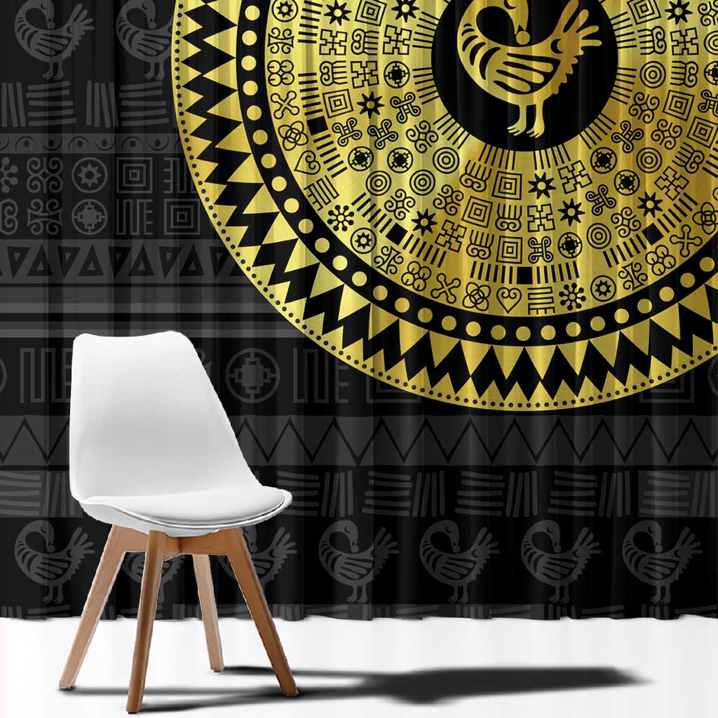 African Adinkra Window Curtain Sankofa Bird - Gold Version - Chest Arm Tattoo