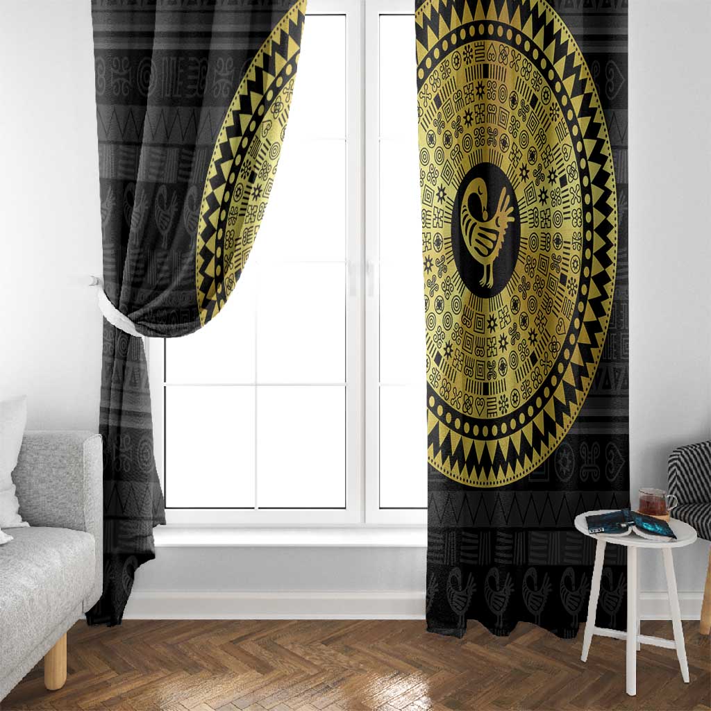 African Adinkra Window Curtain Sankofa Bird - Gold Version - Chest Arm Tattoo