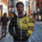 African Adinkra Zip Hoodie Sankofa Bird - Gold Version - Chest Arm Tattoo