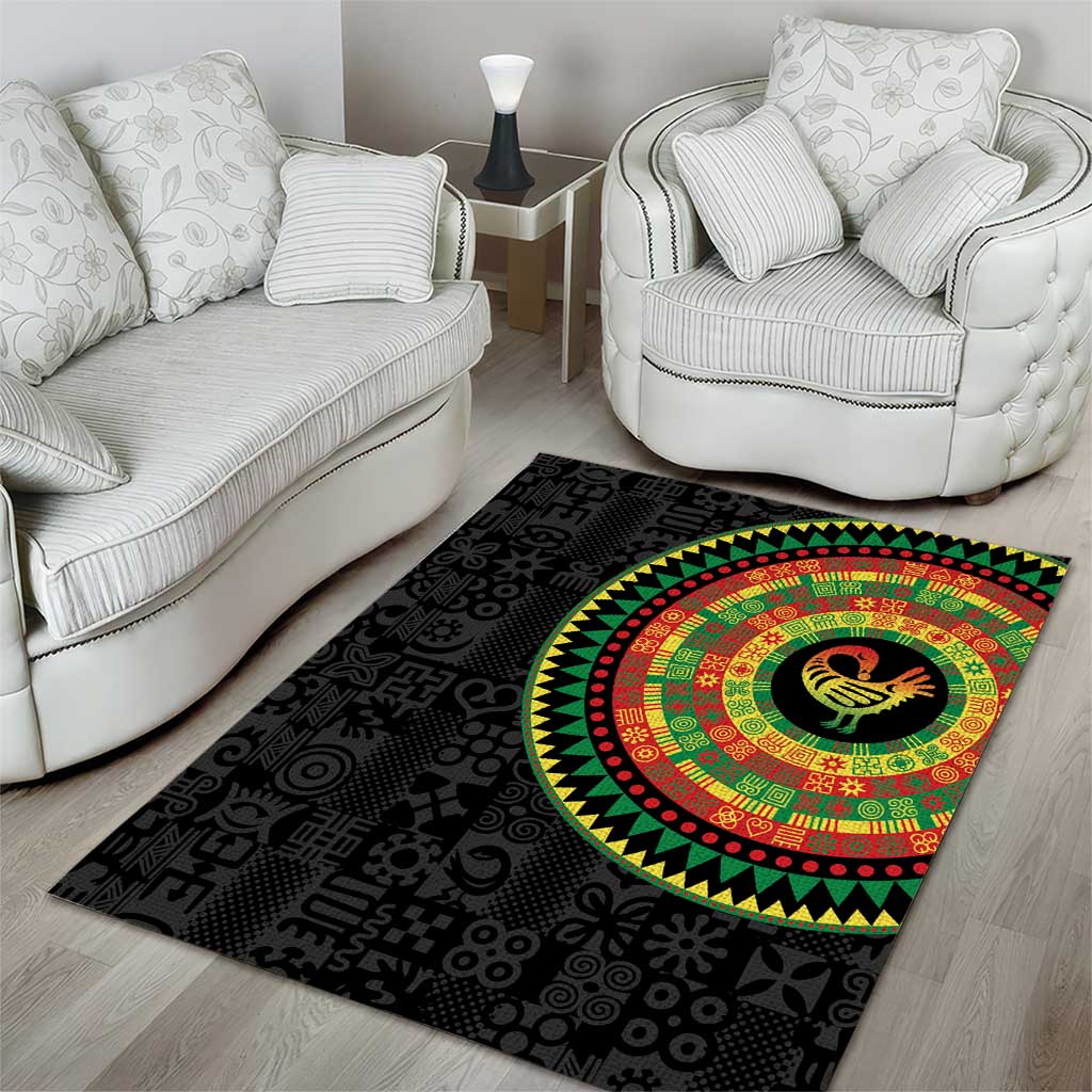 African Sankofa Bird Area Rug Adinkra Symbols - Chest Arm Tattoo