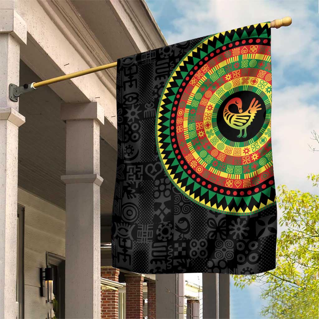 African Sankofa Bird Garden Flag Adinkra Symbols - Chest Arm Tattoo