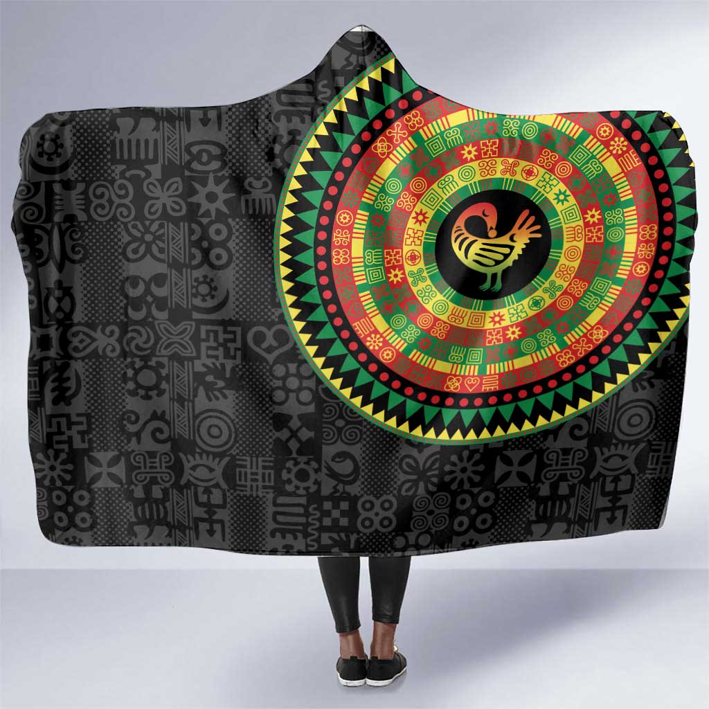 African Sankofa Bird Hooded Blanket Adinkra Symbols - Chest Arm Tattoo