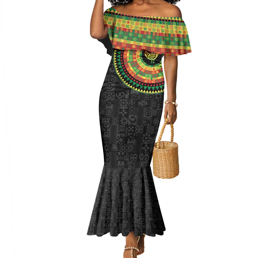 African Sankofa Bird Mermaid Dress Adinkra Symbols - Chest Arm Tattoo