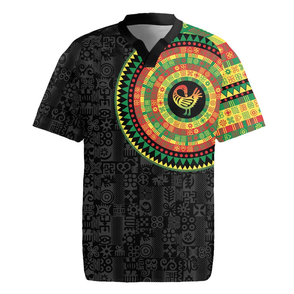 African Sankofa Bird Rugby Jersey Adinkra Symbols - Chest Arm Tattoo