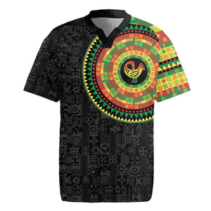 African Sankofa Bird Rugby Jersey Adinkra Symbols - Chest Arm Tattoo