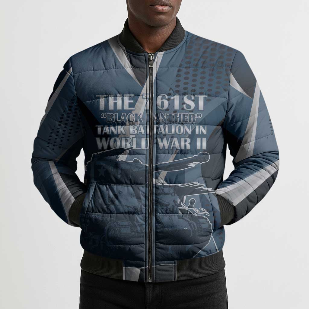 Personalized 761st Tank Battalion WWII Bomber Puffer Jacket Black Panthers Tribute