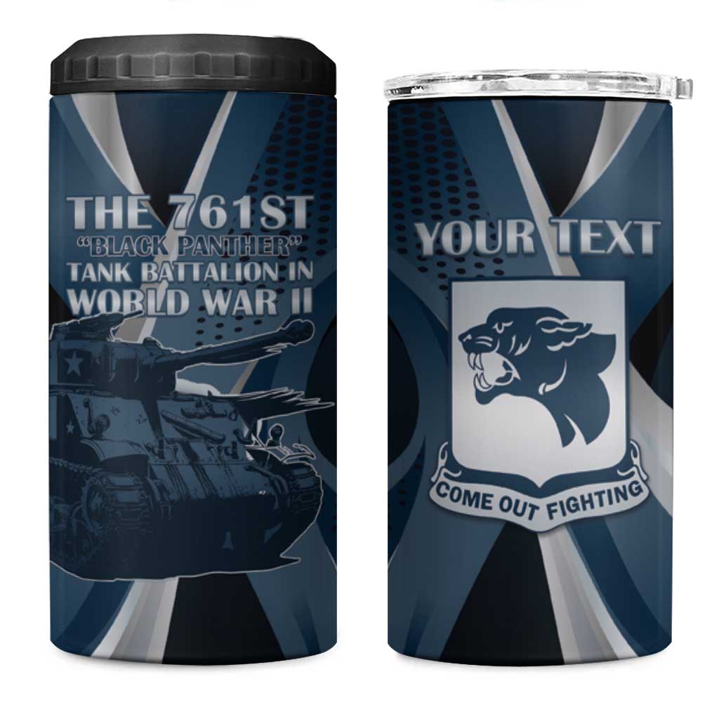 Personalized 761st Tank Battalion WWII 4 in 1 Can Cooler Tumbler Black Panthers Tribute