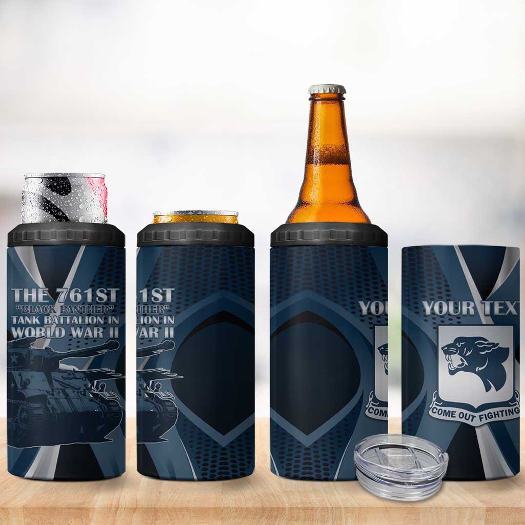 Personalized 761st Tank Battalion WWII 4 in 1 Can Cooler Tumbler Black Panthers Tribute
