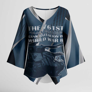 Personalized 761st Tank Battalion WWII Kimono Sleeve Blouse Black Panthers Tribute