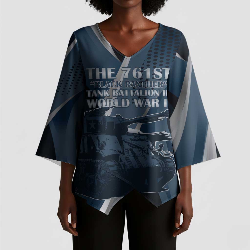Personalized 761st Tank Battalion WWII Kimono Sleeve Blouse Black Panthers Tribute