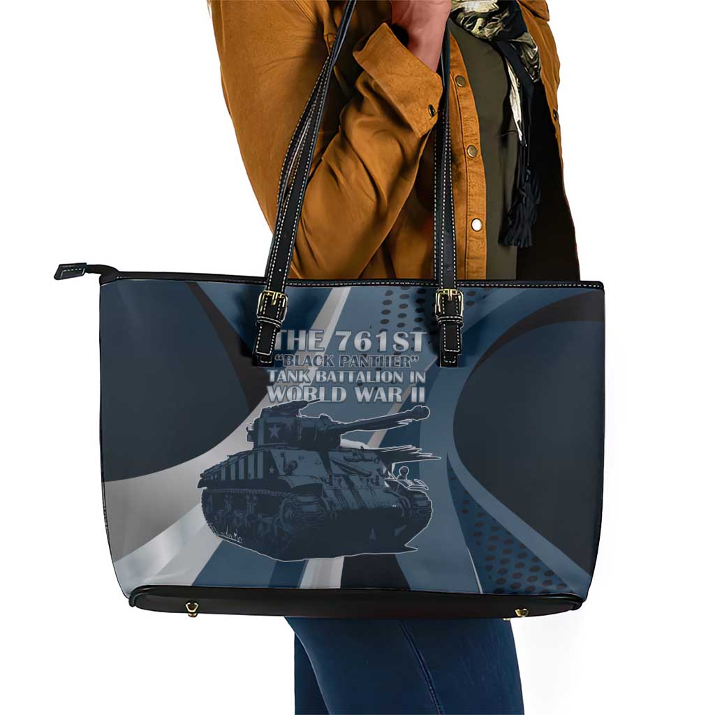 761st Tank Battalion WWII Leather Tote Bag Black Panthers Tribute