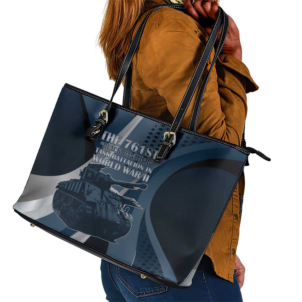 761st Tank Battalion WWII Leather Tote Bag Black Panthers Tribute