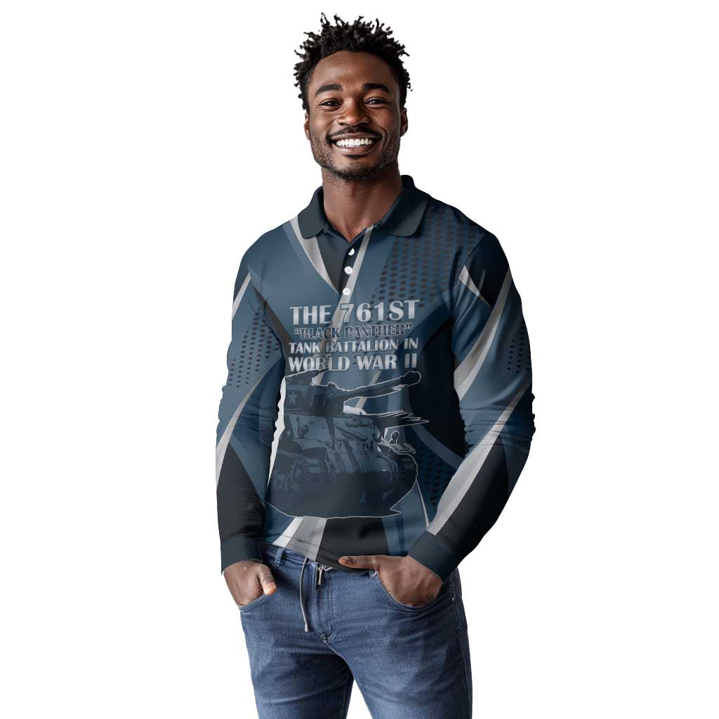 Personalized 761st Tank Battalion WWII Long Sleeve Polo Shirt Black Panthers Tribute