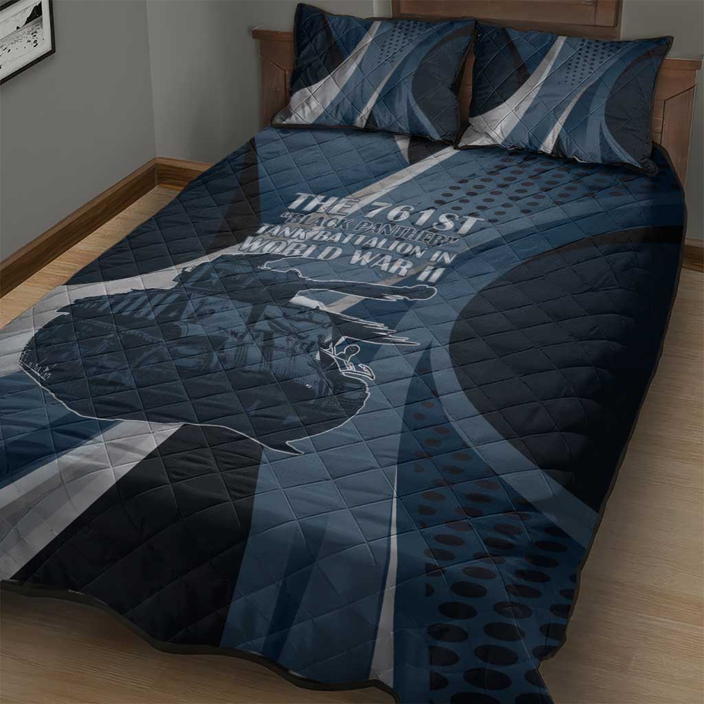761st Tank Battalion WWII Quilt Bed Set Black Panthers Tribute
