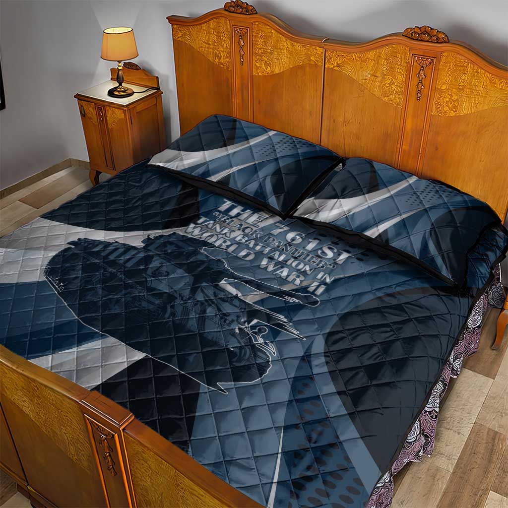 761st Tank Battalion WWII Quilt Bed Set Black Panthers Tribute