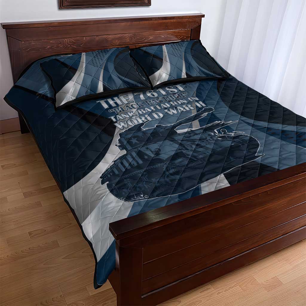 761st Tank Battalion WWII Quilt Bed Set Black Panthers Tribute