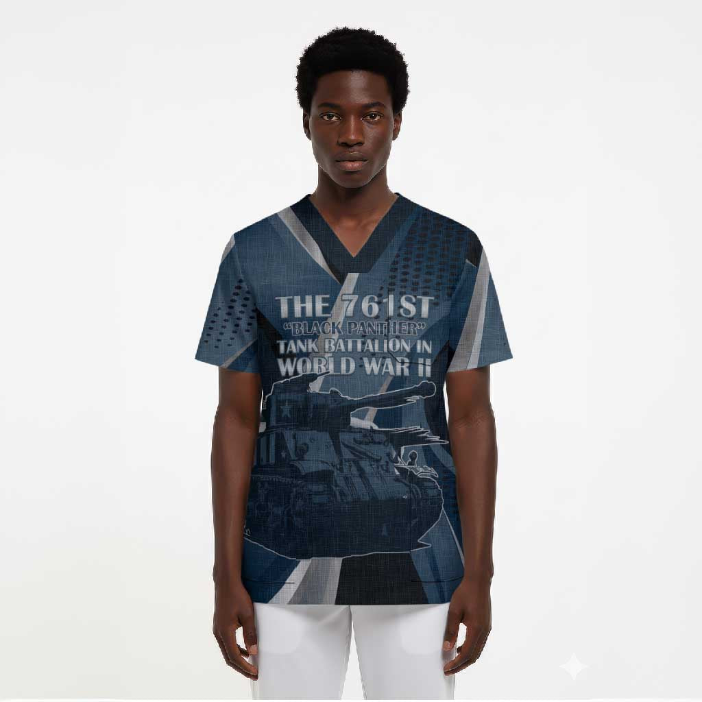 Personalized 761st Tank Battalion WWII Scrub Top Black Panthers Tribute
