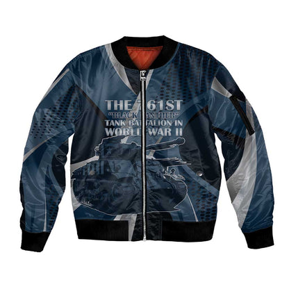 Personalized 761st Tank Battalion WWII Sleeve Zip Bomber Jacket Black Panthers Tribute