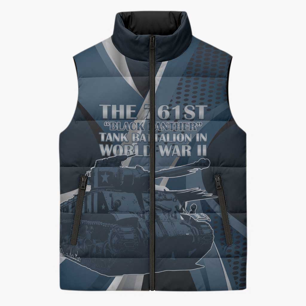 Personalized 761st Tank Battalion WWII Sleeveless Puffer Jacket Black Panthers Tribute