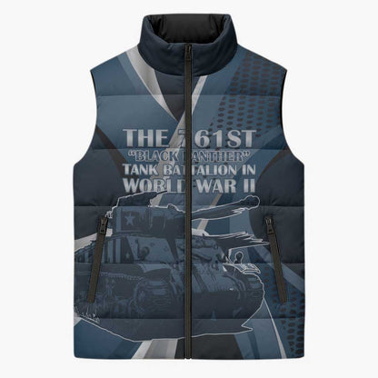Personalized 761st Tank Battalion WWII Sleeveless Puffer Jacket Black Panthers Tribute