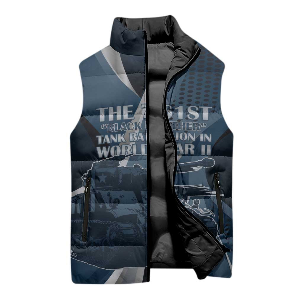 Personalized 761st Tank Battalion WWII Sleeveless Puffer Jacket Black Panthers Tribute
