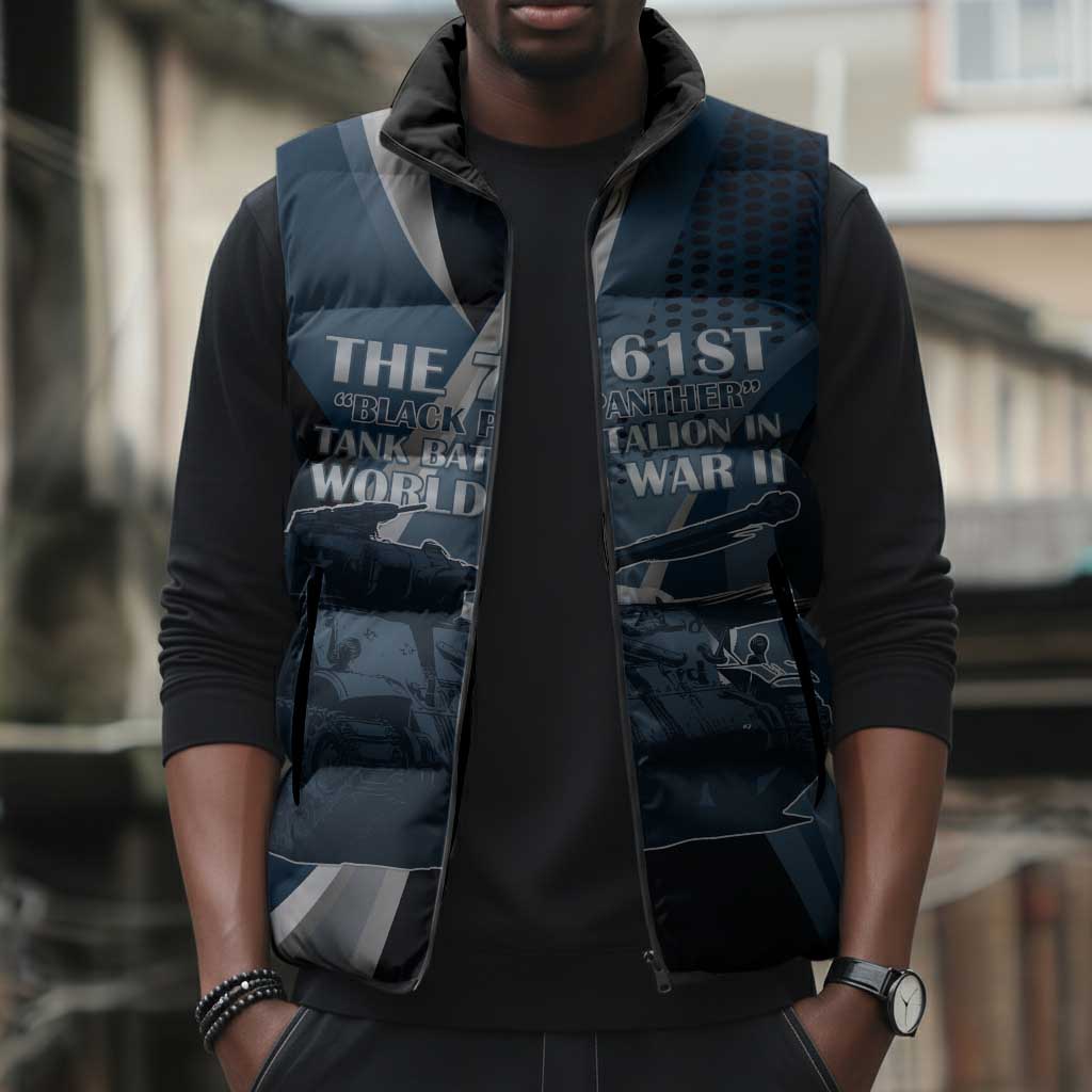 Personalized 761st Tank Battalion WWII Sleeveless Puffer Jacket Black Panthers Tribute