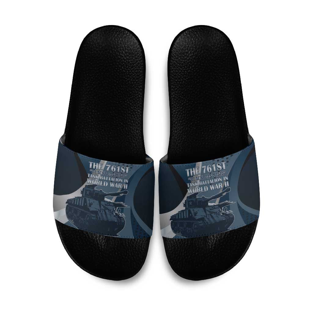 761st Tank Battalion WWII Slide Sandals Black Panthers Tribute