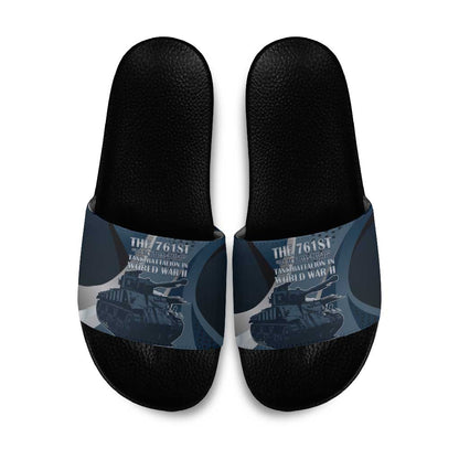 761st Tank Battalion WWII Slide Sandals Black Panthers Tribute
