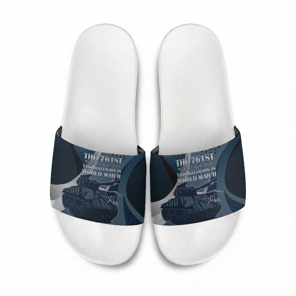 761st Tank Battalion WWII Slide Sandals Black Panthers Tribute