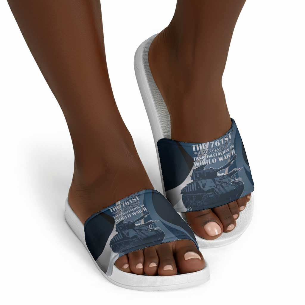 761st Tank Battalion WWII Slide Sandals Black Panthers Tribute